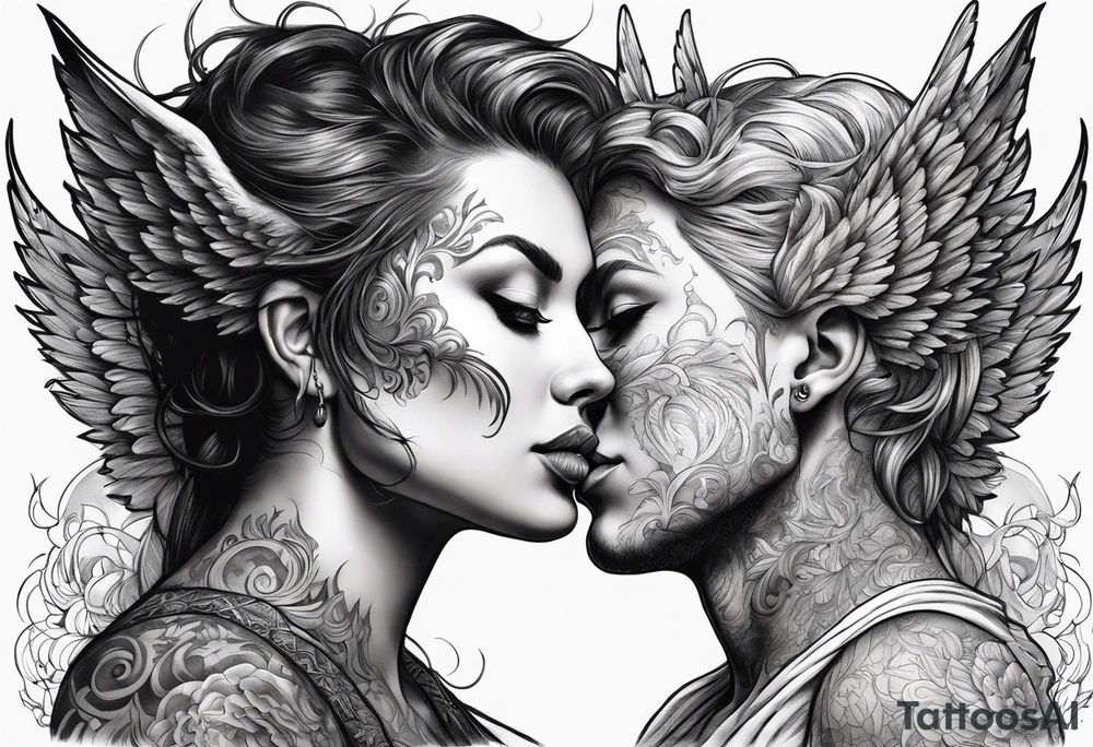 And angel and demon whispering at each other tattoo idea