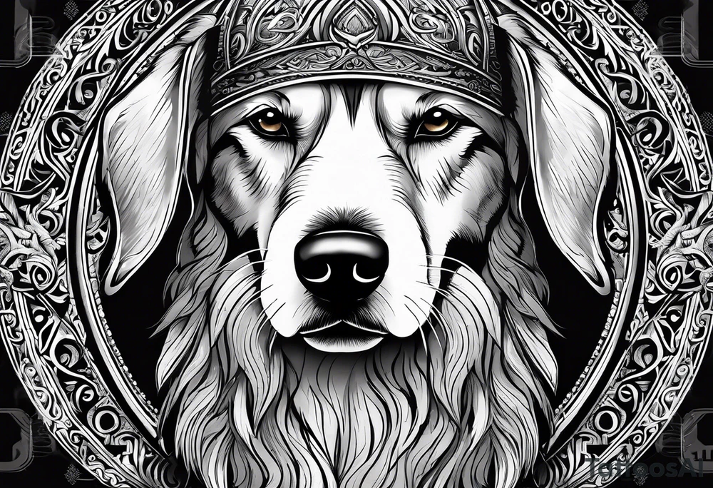 The name “odin” in script cursive writing and a dogs nose print at the end tattoo idea