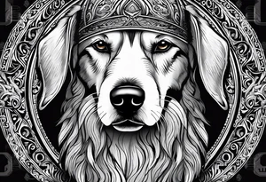 The name “odin” in script cursive writing and a dogs nose print at the end tattoo idea