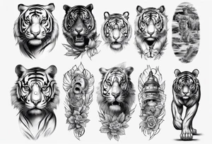indian human 
tiger 
realistic leg sleeve tattoo idea