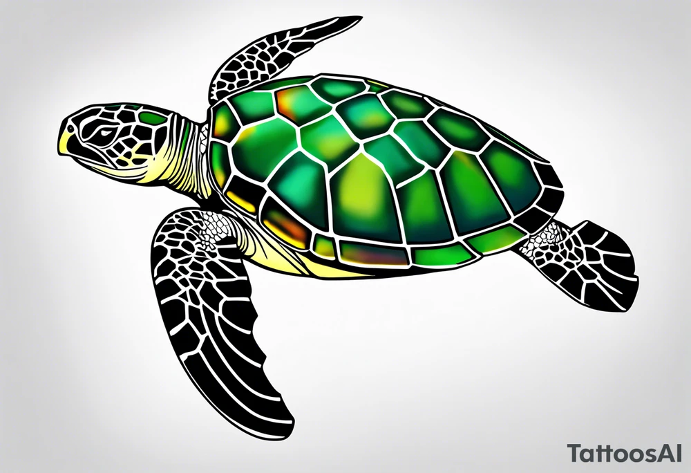 green sea turtle tattoo idea