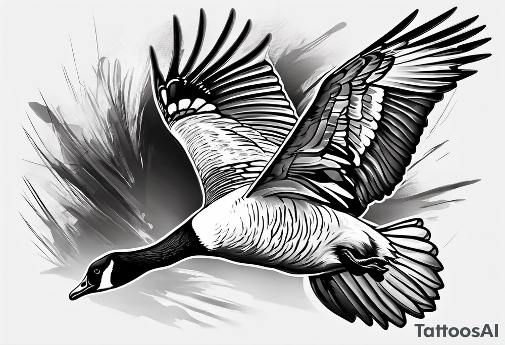 canadian goose trying to fly tattoo idea