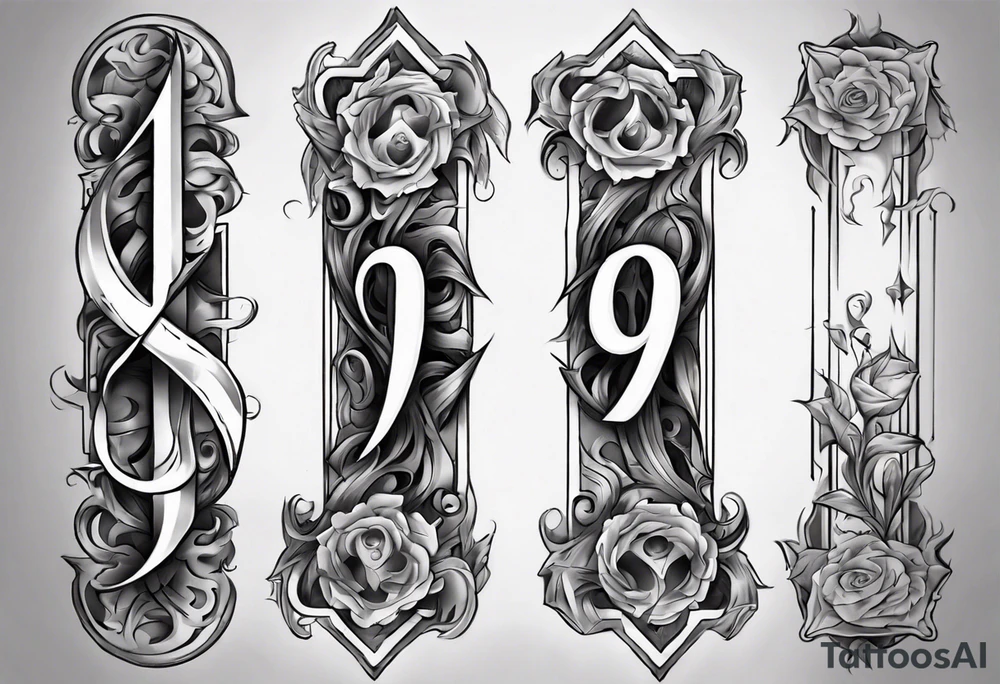 number 9 right side up and upside down connected tattoo black and grey on inside forearm 9:16 aspect ratio tattoo idea