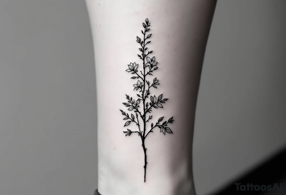 design very minimal Spring tatoo vertically for ankle. very minimal tattoo idea