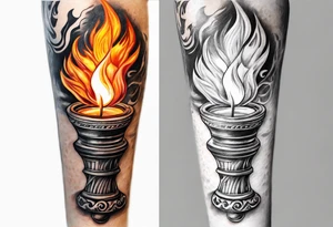 Flaming torch water background tattoo idea