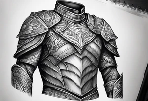 half sleeve, upper arm and shoulder, leather armor tattoo idea