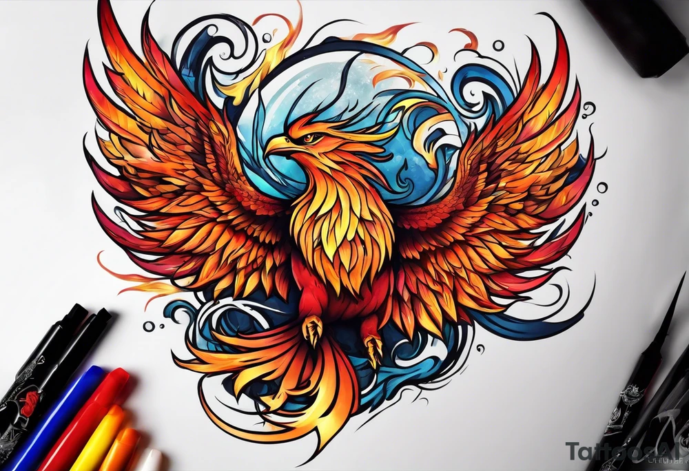 Phoenix rising from the ashes tattoo idea