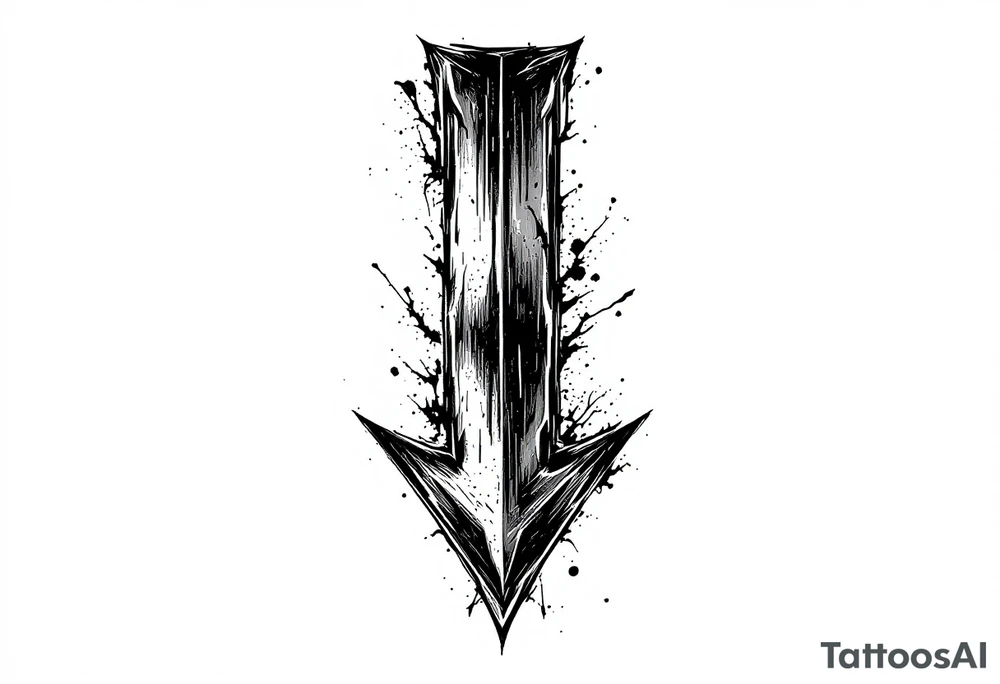 thick  arrow that show down tattoo idea