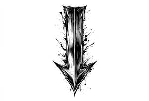 thick  arrow that show down tattoo idea