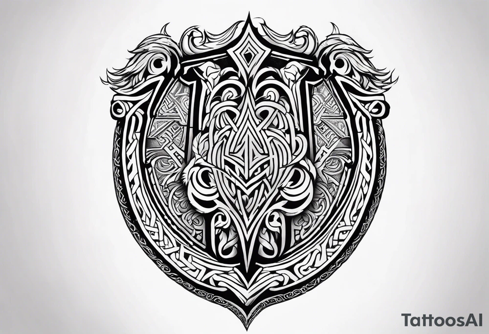 Valhalla viking gods shield tattoo idea