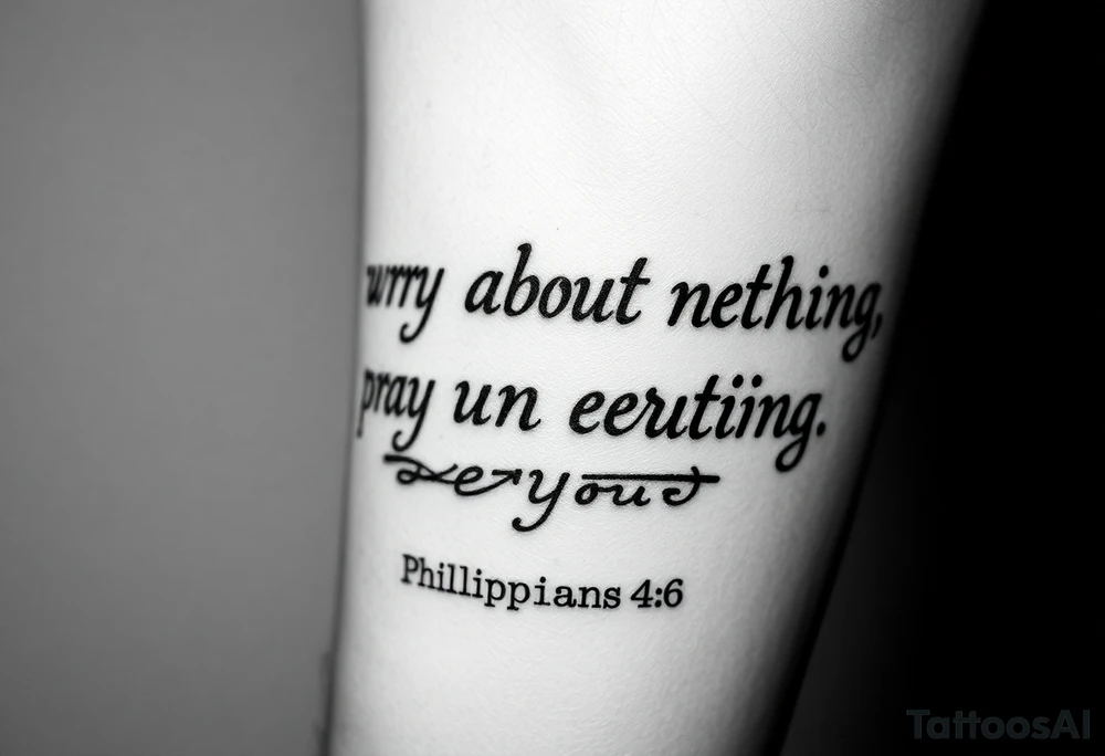 philippians 4:6 “worry about nothing, pray about everything” make this into a graphic type of tattoo with no words just meaning. tattoo idea