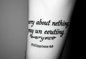 philippians 4:6 “worry about nothing, pray about everything” make this into a graphic type of tattoo with no words just meaning. tattoo idea