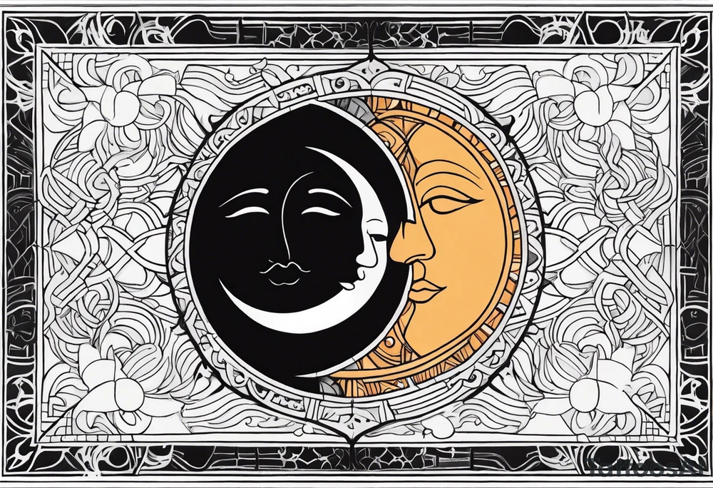 Sun and moon intertwined. tattoo idea