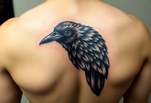 Raven bird that has a diamond as an eye tattoo idea