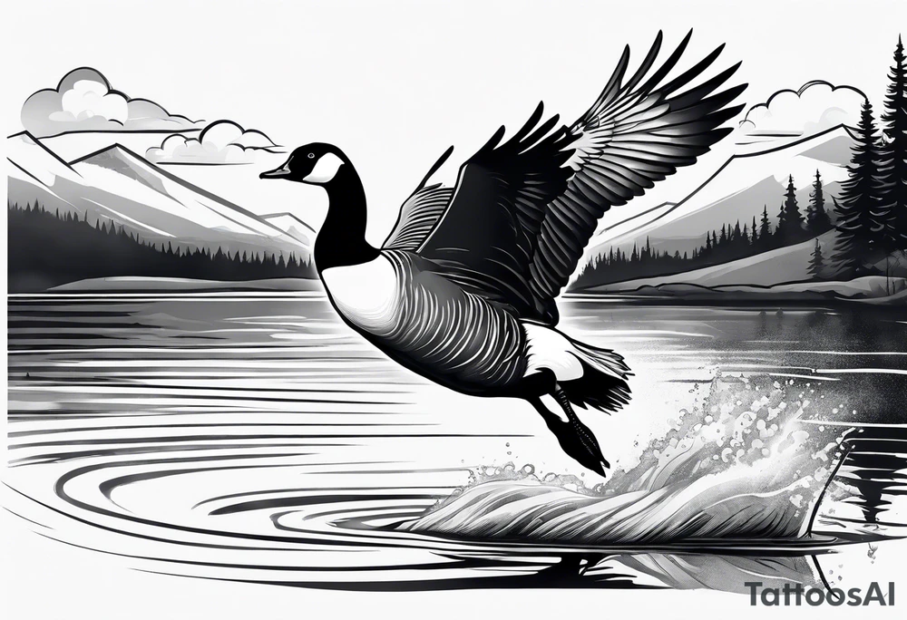 canadian goose taking off into the sky wind Background tattoo idea