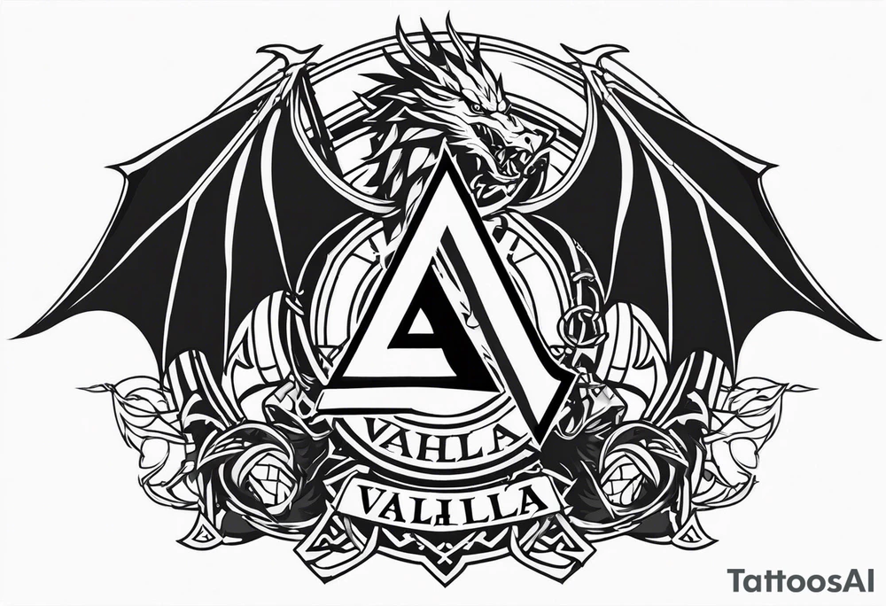Valhalla sword shield dragon axe Valknut barbed wire chains fire tattoo idea Valhalla sword shield dragon axe Valknut barbed wire chains fire tattoo idea