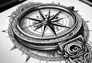 Compass held in an elephant's trunk tattoo idea