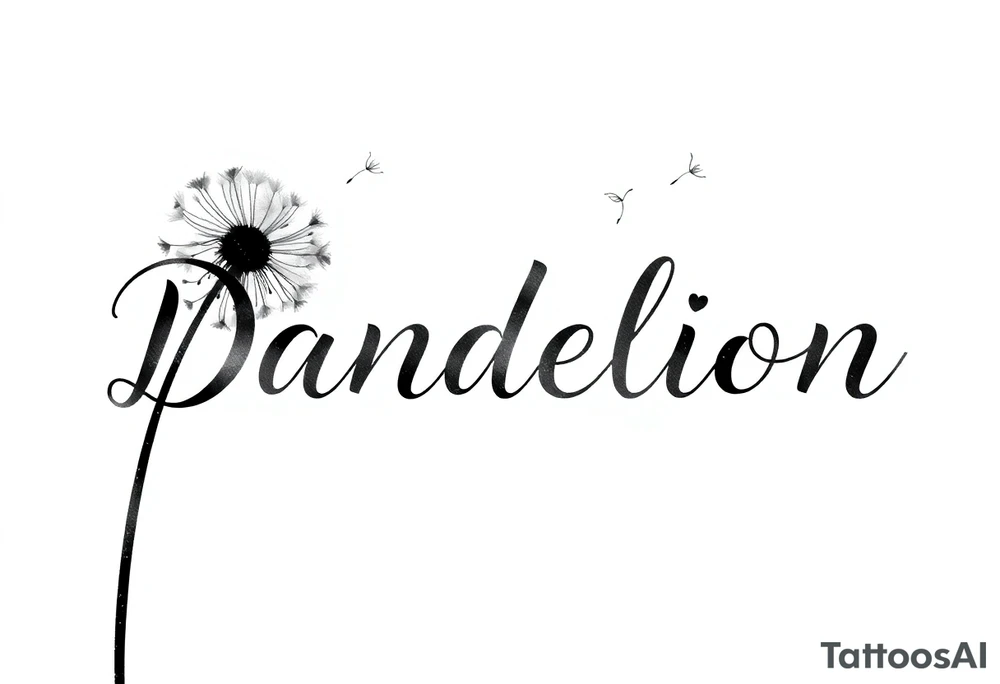 Dandelion
This image showcases a black-and-white watercolor-style illustration of a dandelion. The dandelion is depicted in fine detail, with its delicate seeds dispersing into the air. The artistic approach includes an ink-wash effect, where the stems appear to be dripping down like wet ink or paint, creating a dreamy and fluid aesthetic.

The background is minimalistic, with soft splatters and shading, adding to the abstract and ethereal feel. The contrast between the dark ink and the white background gives the image a striking, modern, and artistic look. It conveys themes of freedom, change, and the fleeting nature of time. Let me know if you need any modifications or a custom version of this design! tattoo idea