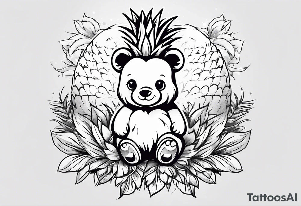 Cute pineapple bear tattoo idea