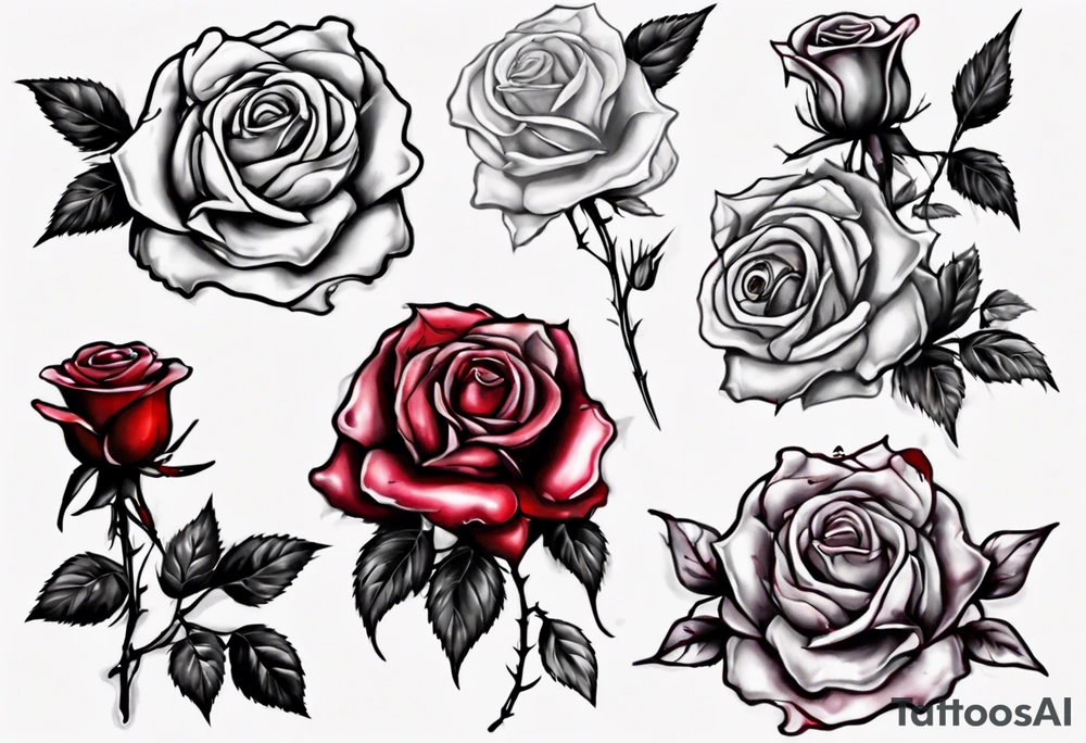 the top of a rose that is bleeding tattoo idea