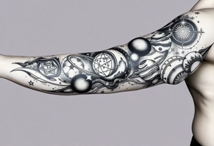 outer space, planets, stars, string theory multiverse tattoo idea