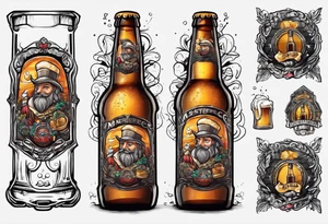 A bottle of beer with a sad face tattoo idea