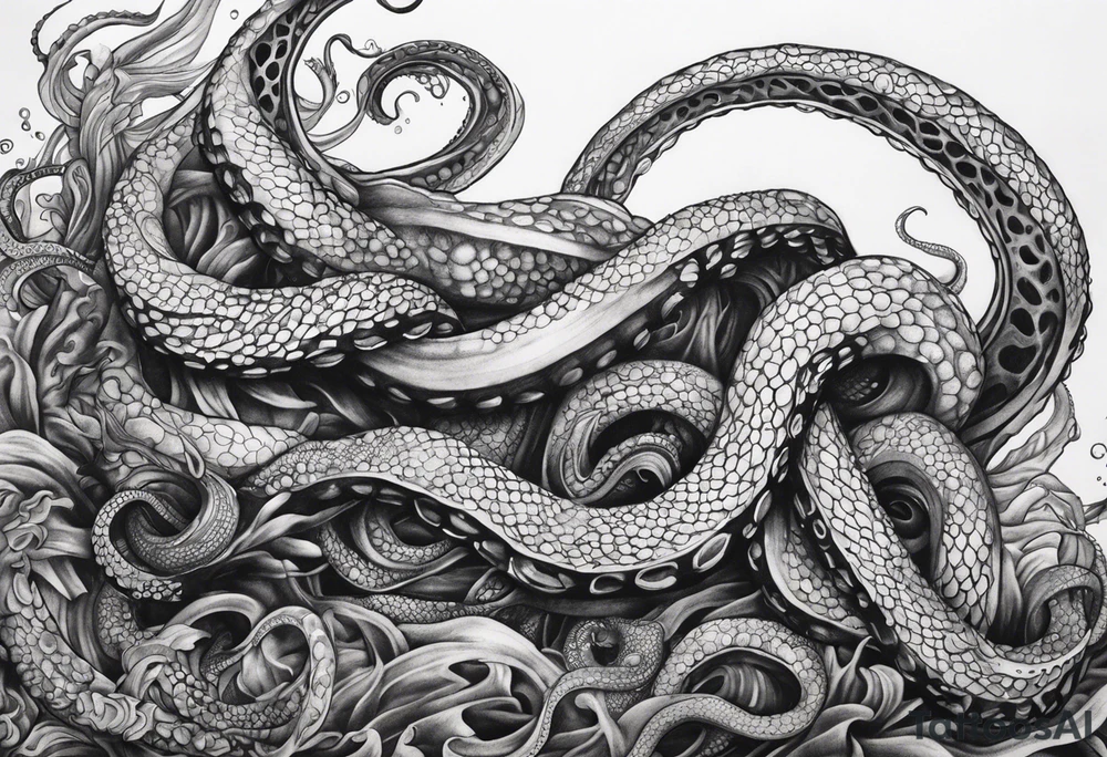 natural real entwined tentacles tattoo idea