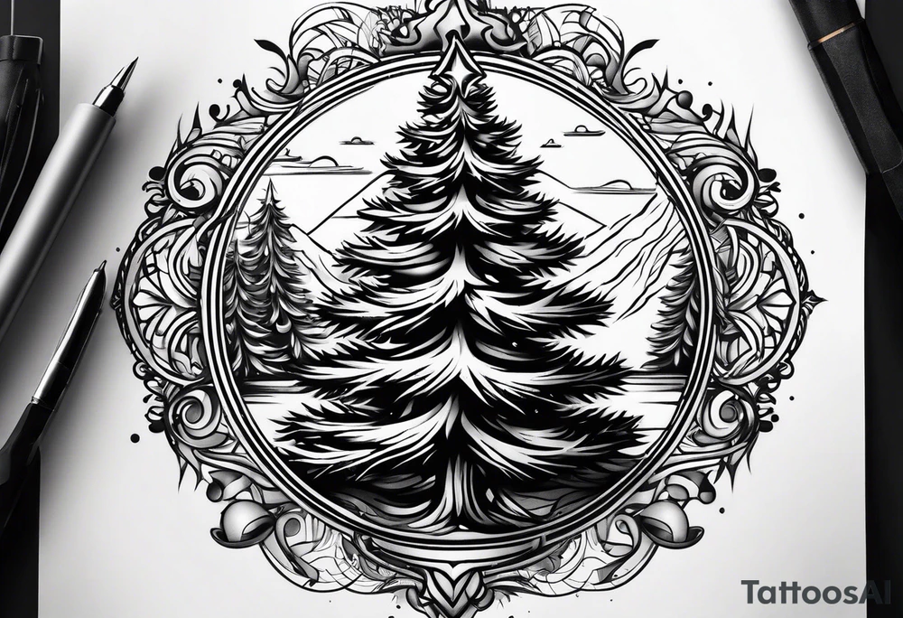 Christmas tree tattoo idea