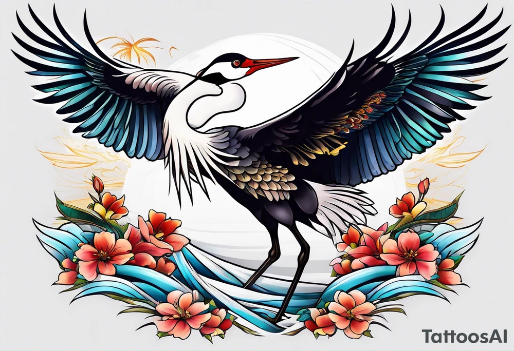 Japanese crane tattoo idea