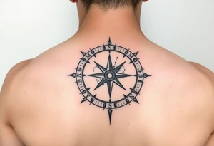 Tattoo with a compass and the constellation of Aquarius to show that the hard road you are traveling will be for the better tattoo idea