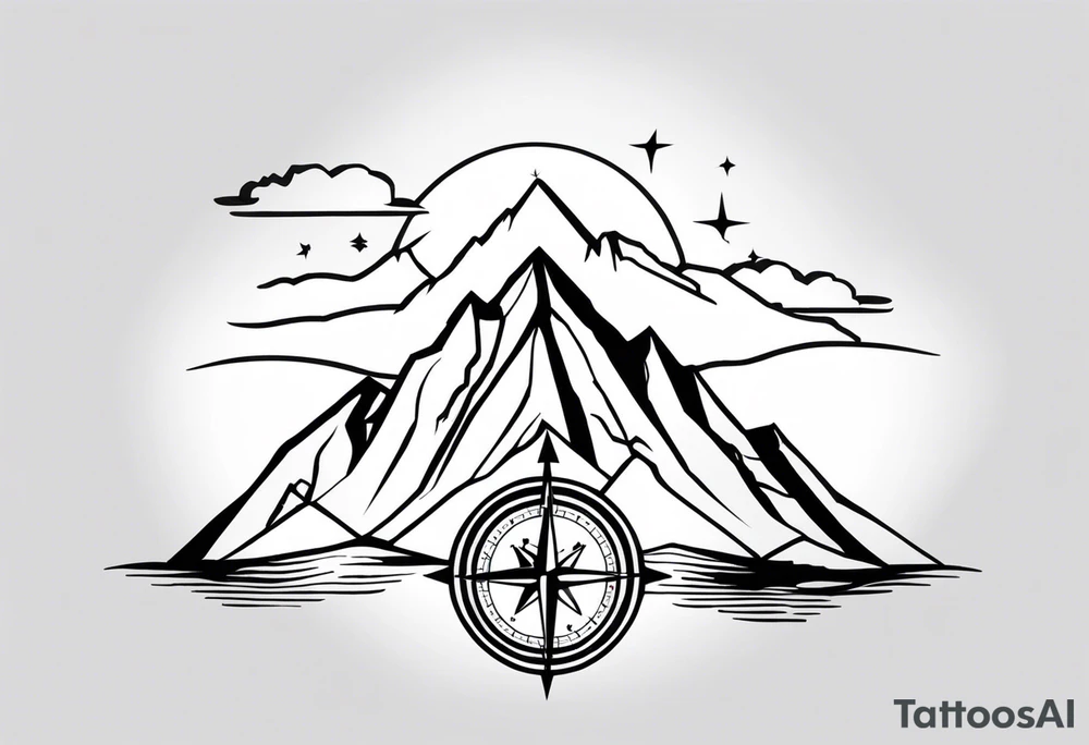 mountain and compass tattoo idea