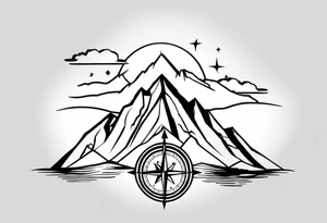 mountain and compass tattoo idea