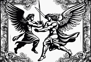 Angel fighting demon tattoo idea