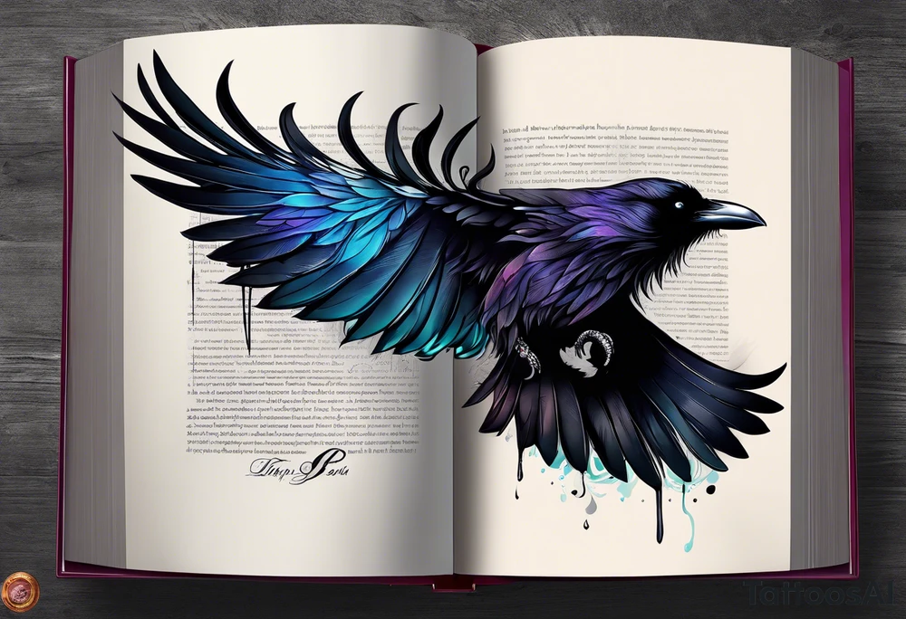 Book with raven tattoo idea