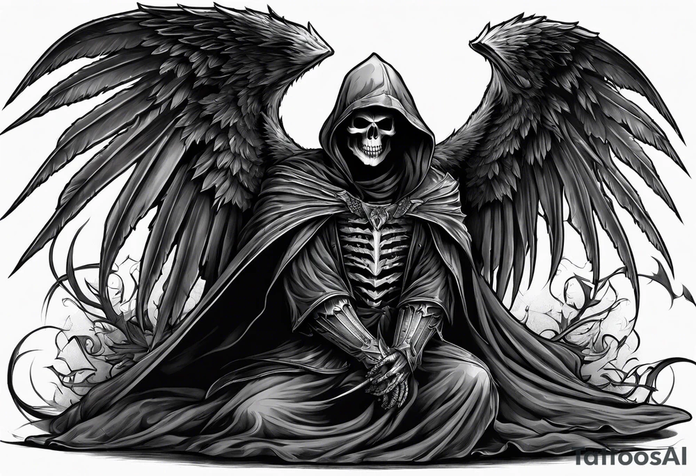 fallen reaper with wings tattoo idea