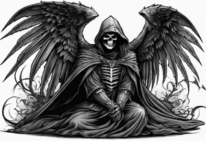 fallen reaper with wings tattoo idea