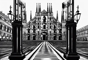 milan cathedral as if it were in the movie the nighmare before christmas tattoo idea