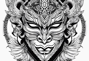 Hanya mask, masculine, aggressive tattoo idea