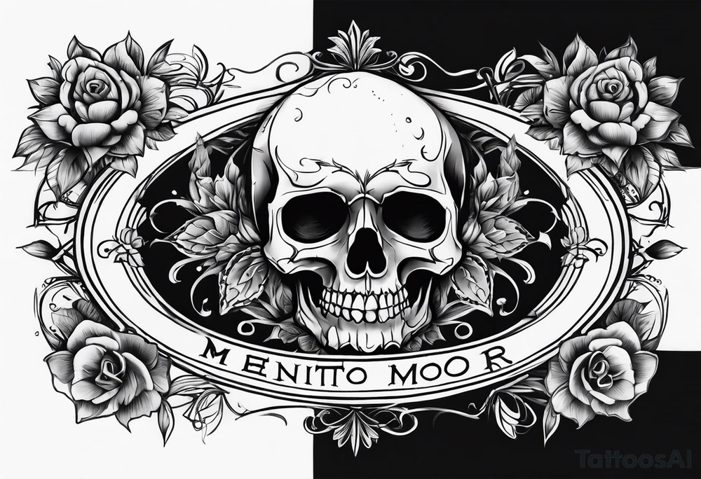 Memento mori writen skull sleeve tattoo design tattoo idea