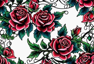 Metallic vines and rose tessellation tattoo idea