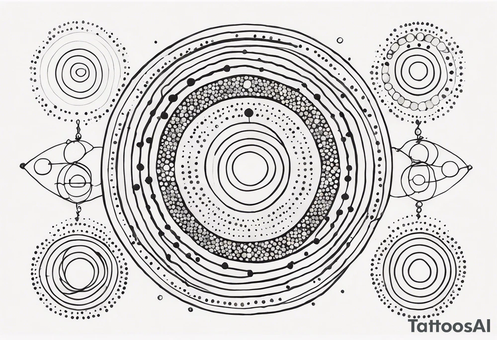 spiritual design made of black dots and circles tattoo idea