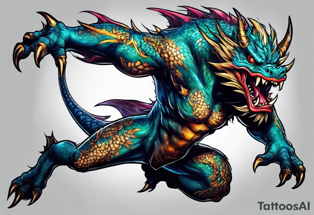 leaping monster tattoo idea