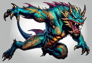 leaping monster tattoo idea
