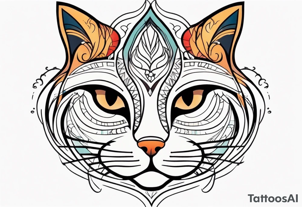 stylized cat face tattoo idea