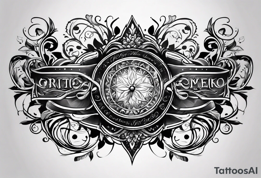 Full sternum tattoo lettering tattoo idea