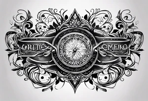 Full sternum tattoo lettering tattoo idea