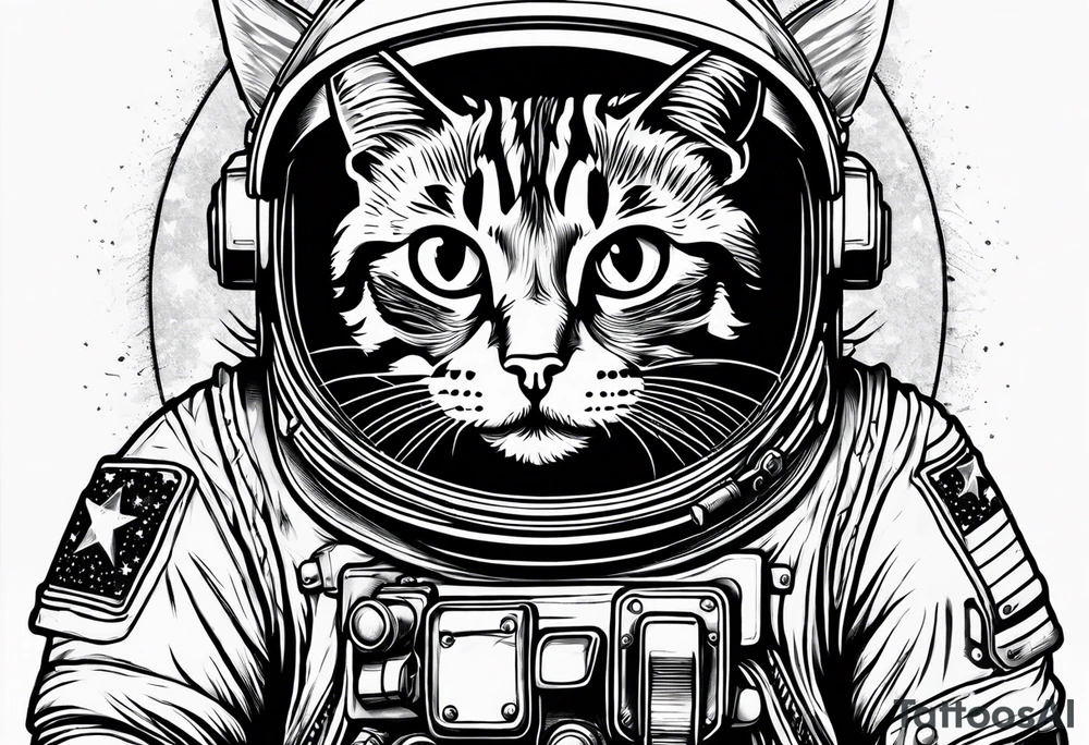 full-body astronaut cat tattoo idea