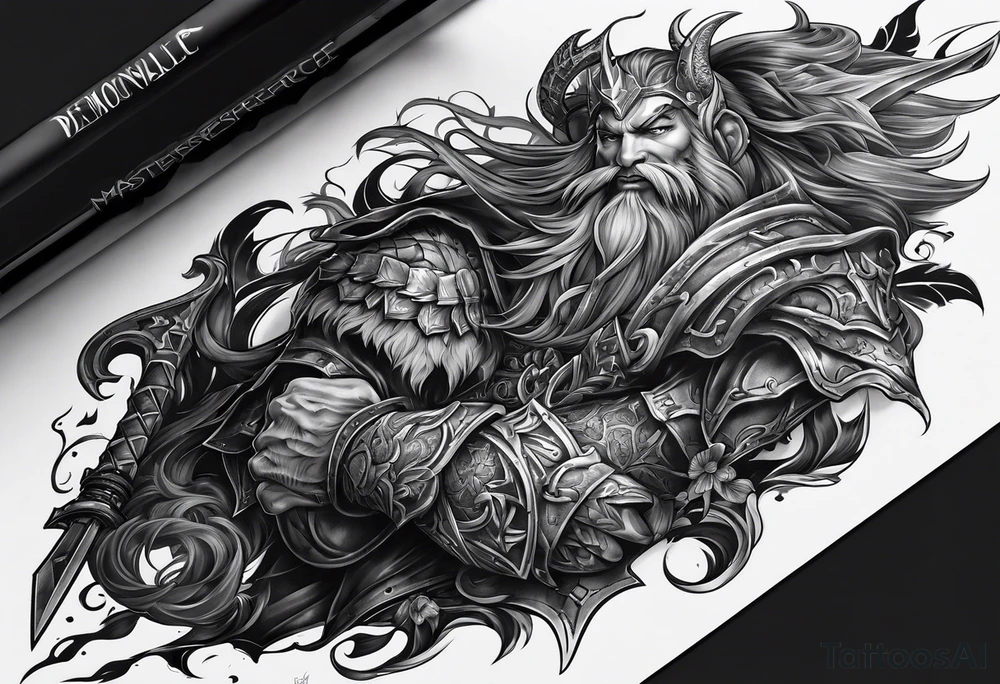 Unique demonslayer sleeve tattoo idea