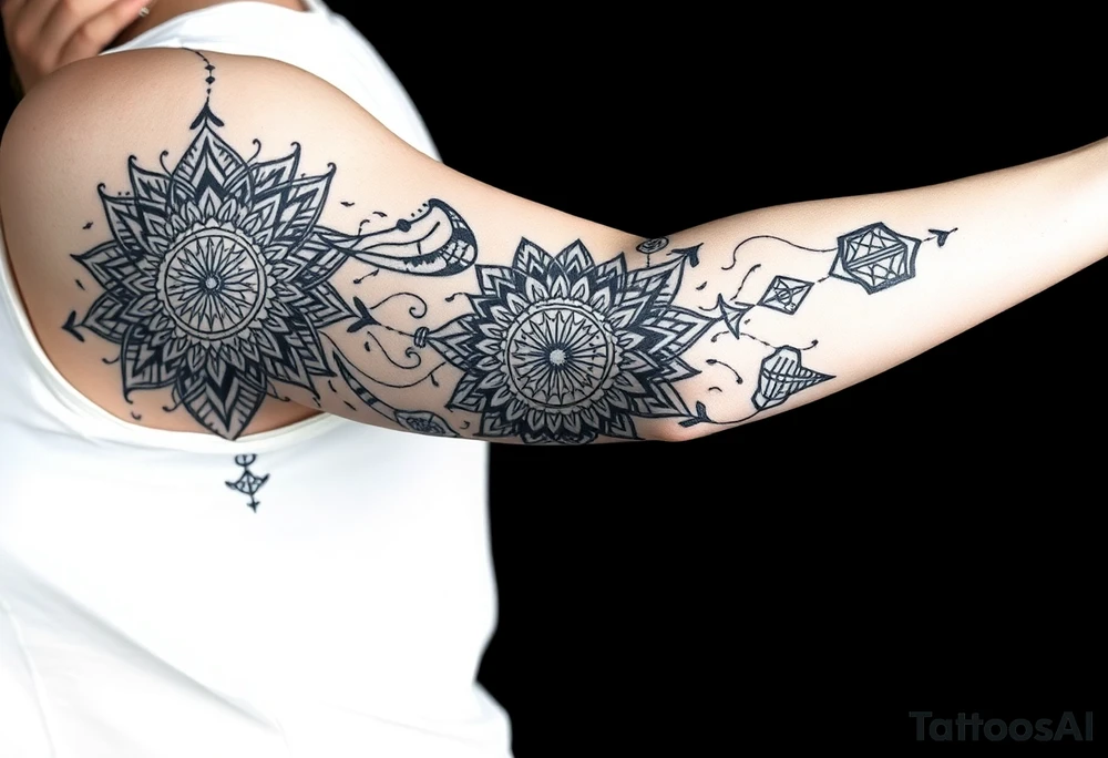 bold line dark shamanstyle tattoo idea
