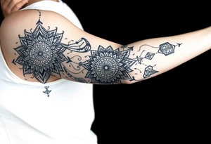 bold line dark shamanstyle tattoo idea